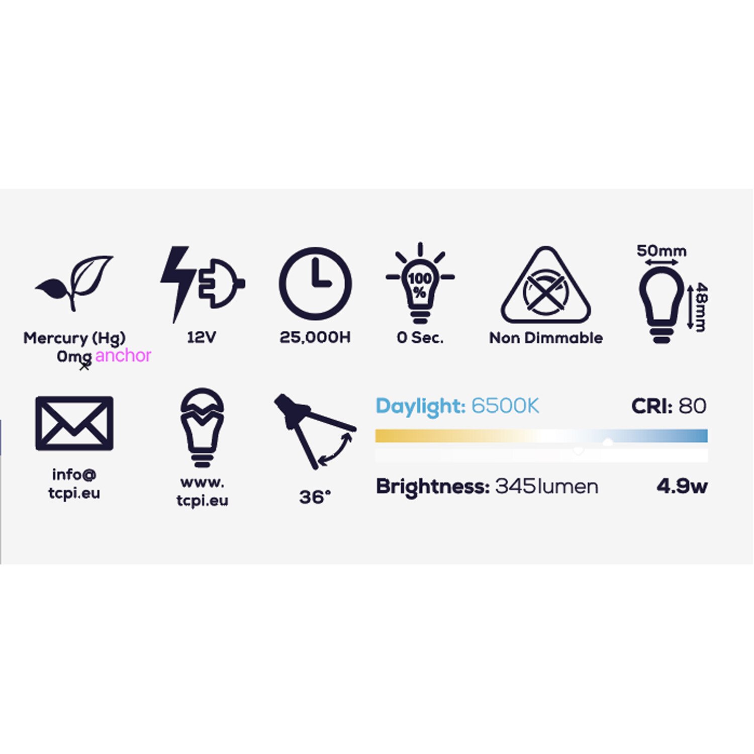 TCP LED Silver MR16 345L Daylight Bulb - Daylight / 2 Image 3