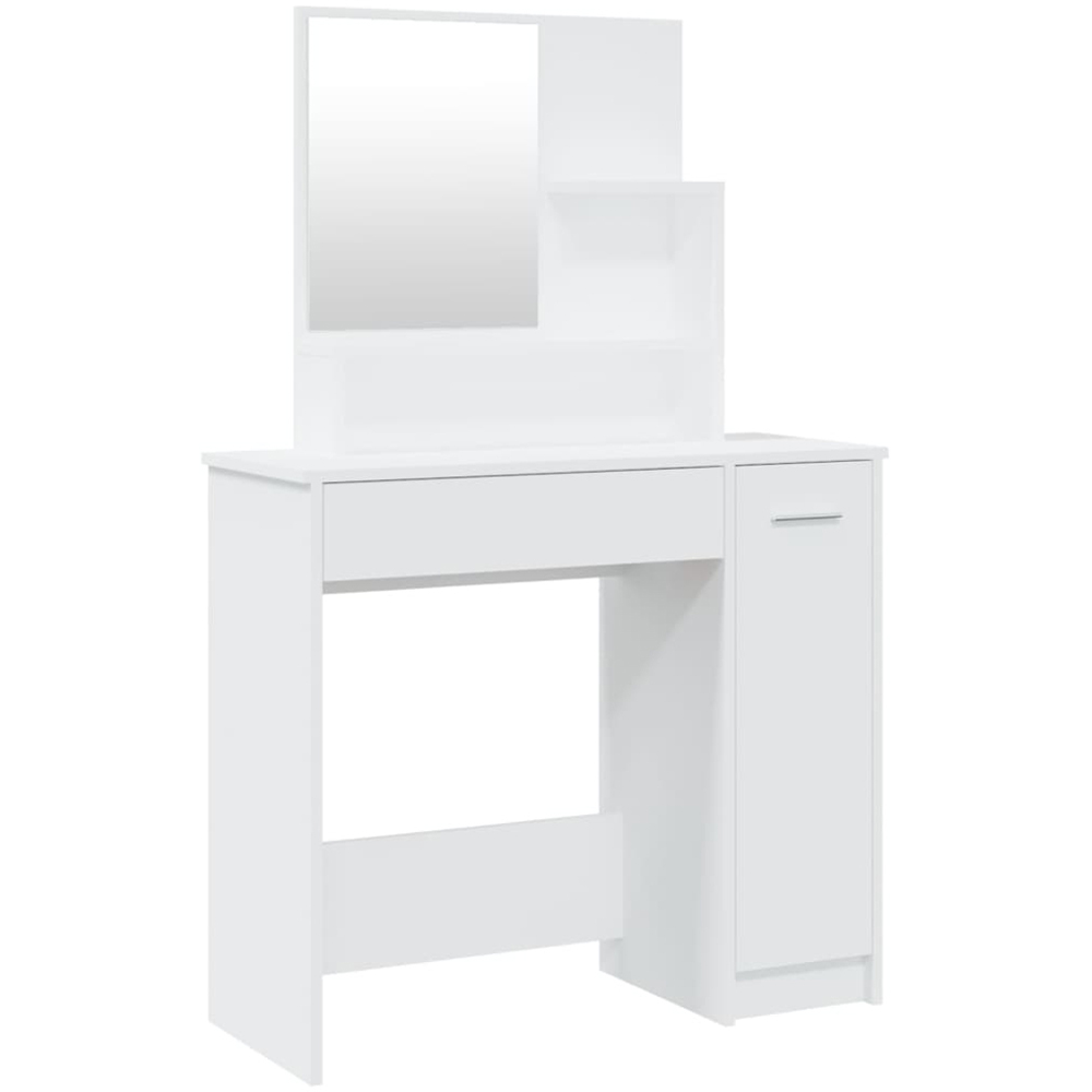 vidaXL Single Door Single Wide Drawer White Dressing Table with Mirror Image 2