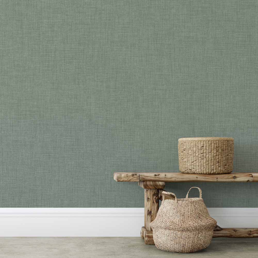 Muriva Cambric Green Textured Wallpaper Image 4