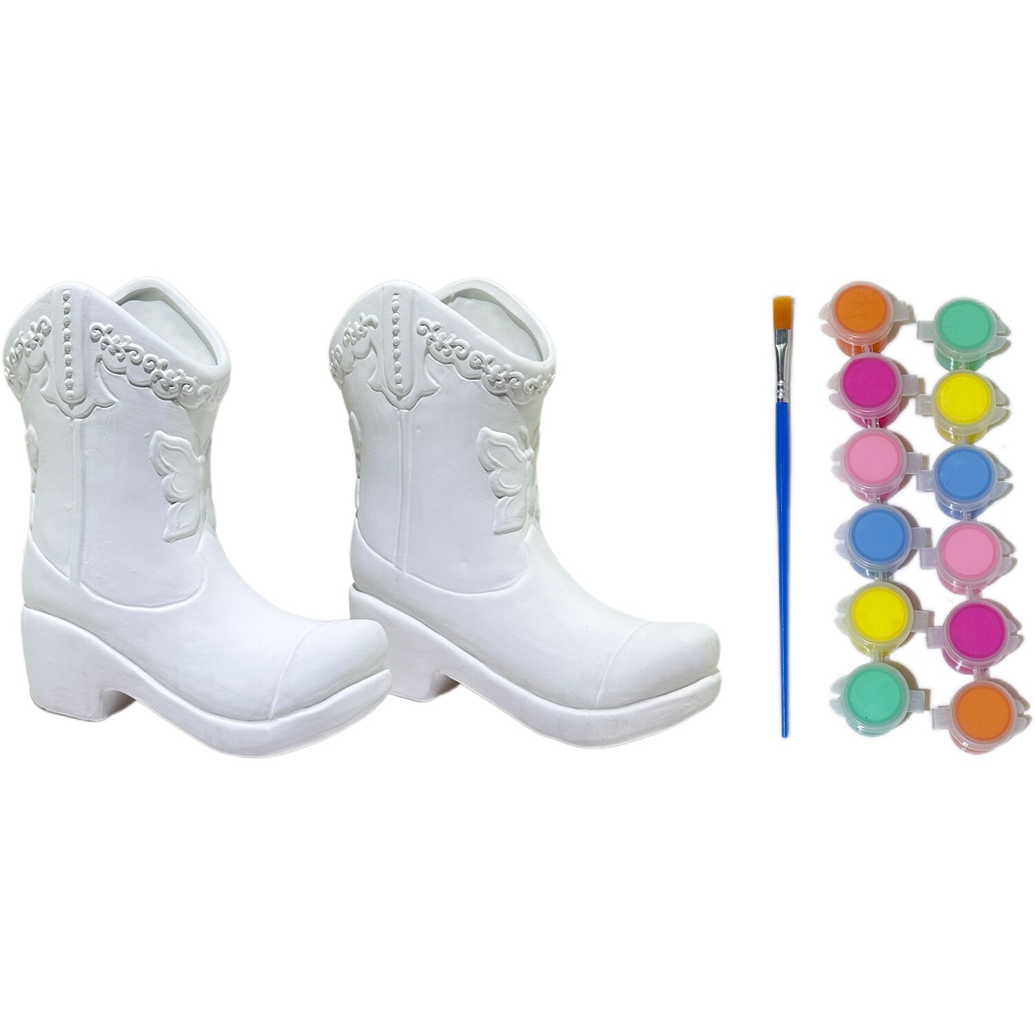 Paint Your Own Cowboy Boots White Image 1