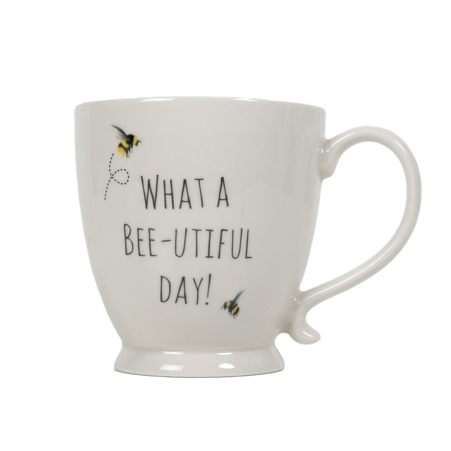 Single Honeycomb White Bee Design Footed Mug in Assorted styles Image 1
