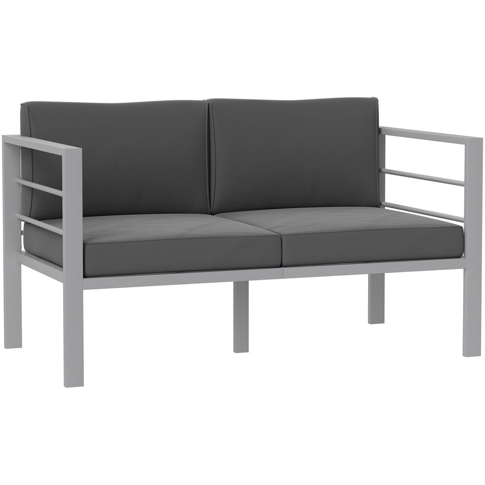 Outsunny 2 Seater Charcoal Grey Garden Loveseat with Removable Cushions Image 2