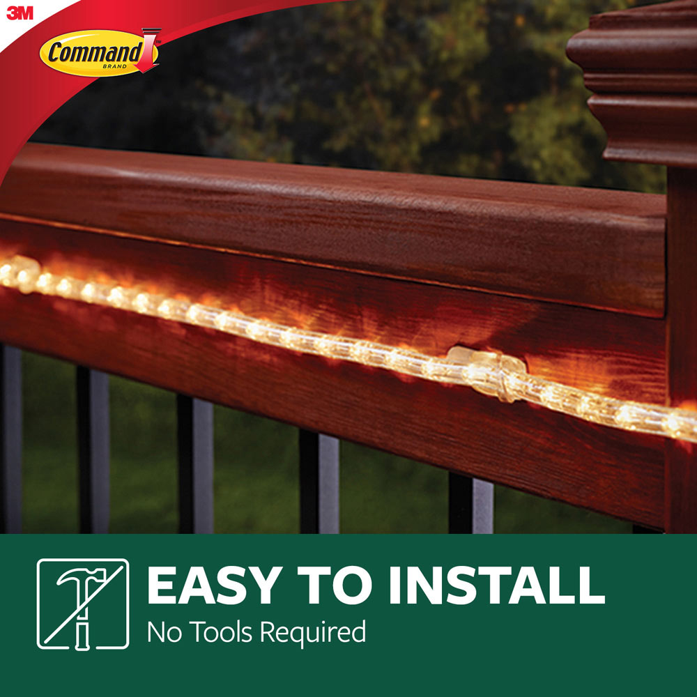 Command Clear Self Adhesive Outdoor Light 8 Hooks 10 Strips Image 3