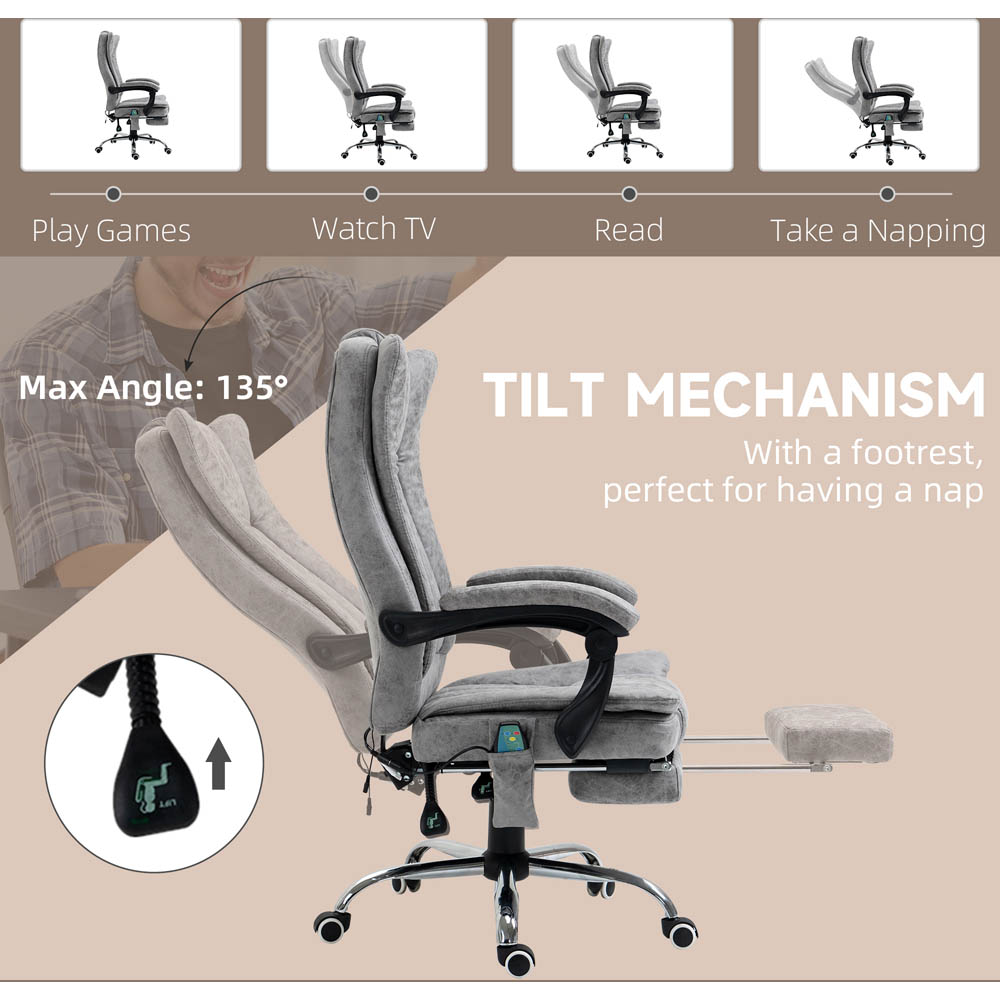 Portland Grey Microfibre Swivel Vibrating Massage Office Chair Image 5