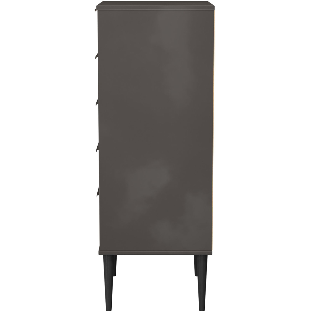 Crowndale Hong Kong 5 Drawer Slatt Effect and Graphite Tall Bedside Cabinet Ready Assembled Image 3