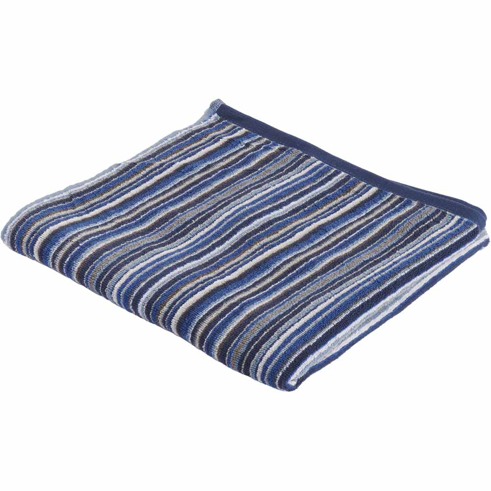 Wilko Blue Stripe Bath Towel Image 1