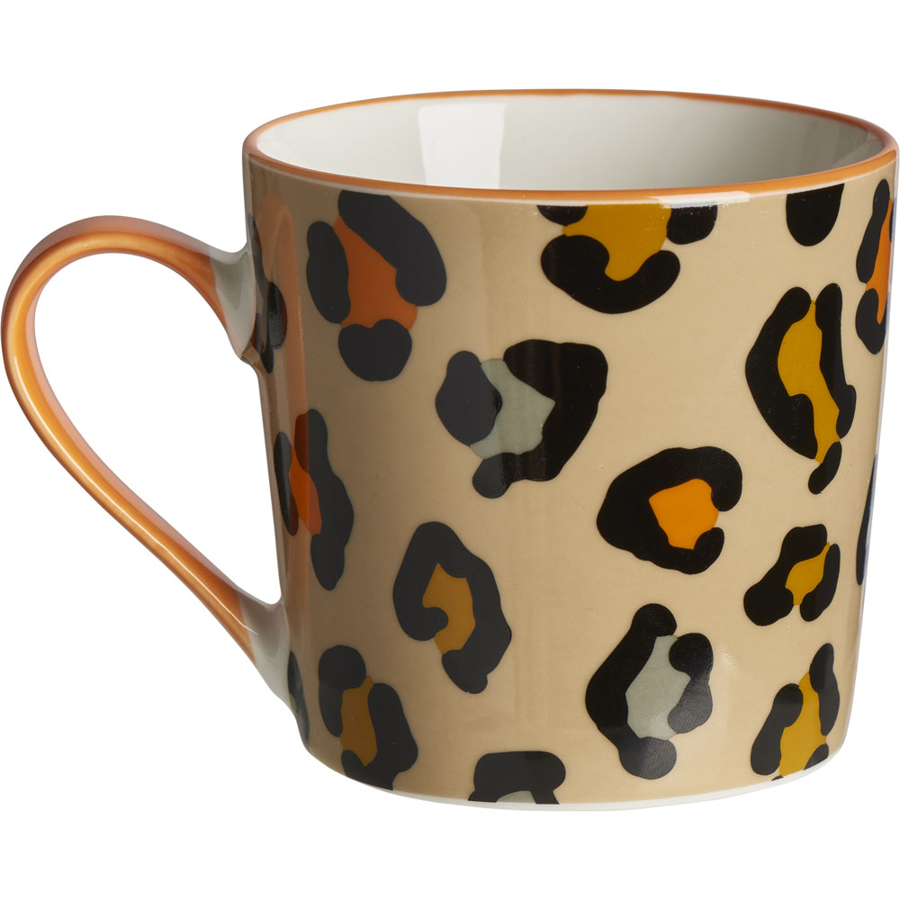 Wilko Natural and Orange Leopard Print Mug Image 4