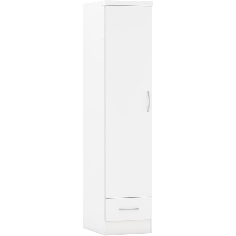 Seconique Nevada Single Door Single Drawer White Wardrobe Image 4