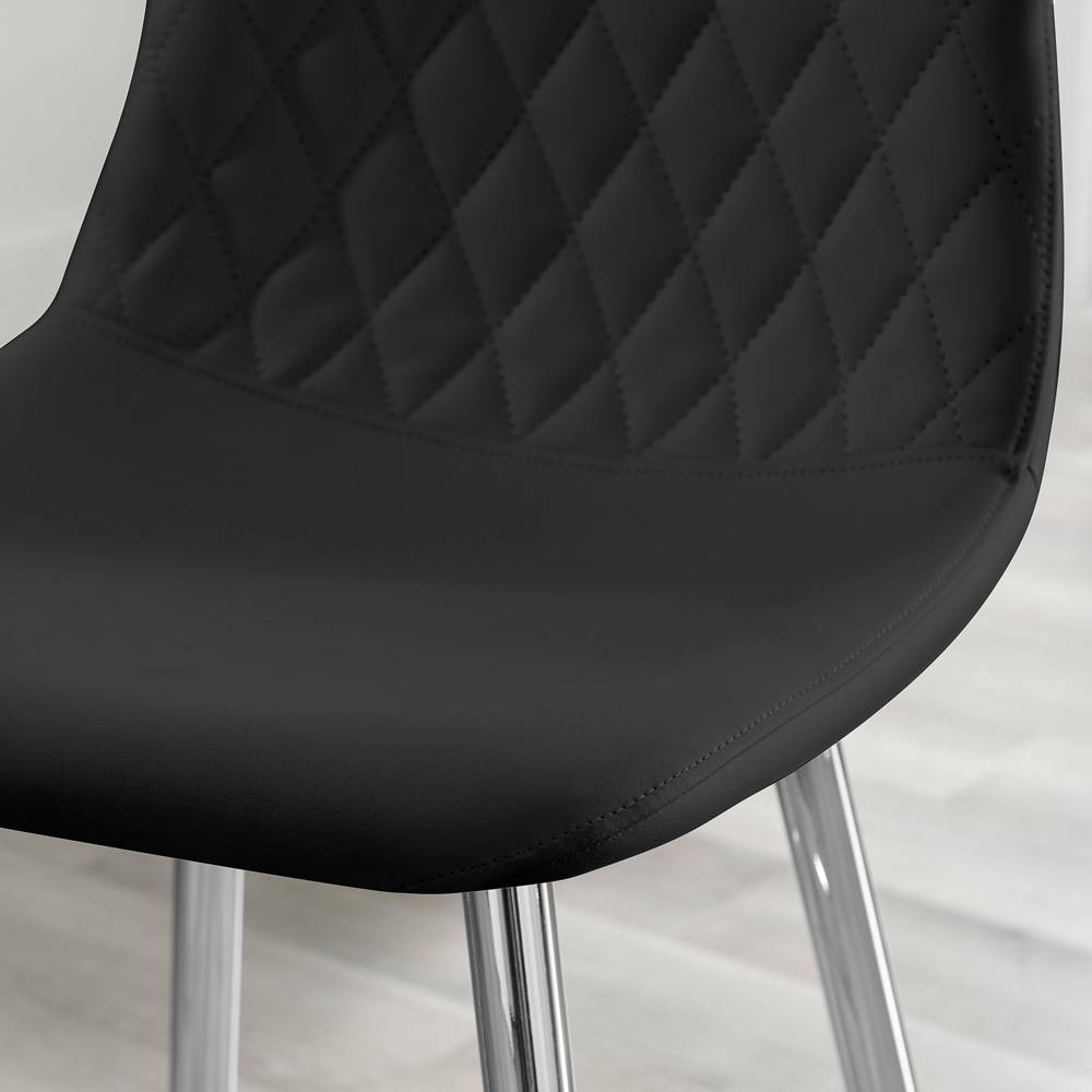 Furniturebox Solara Black and Silver Faux Leather Bar Stool Set of 2 Image 2