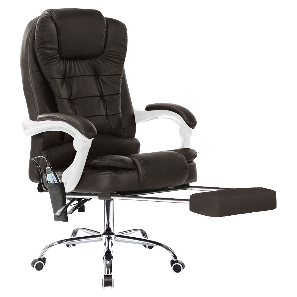 Neo Brown Faux Leather Swivel Massage Office Chair Image 2