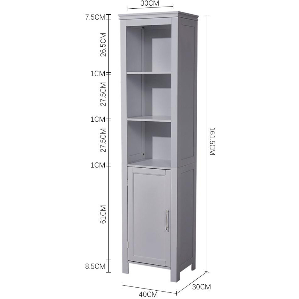 H&O Direct Single Door Grey Freestanding Bathroom Cabinet Image 6