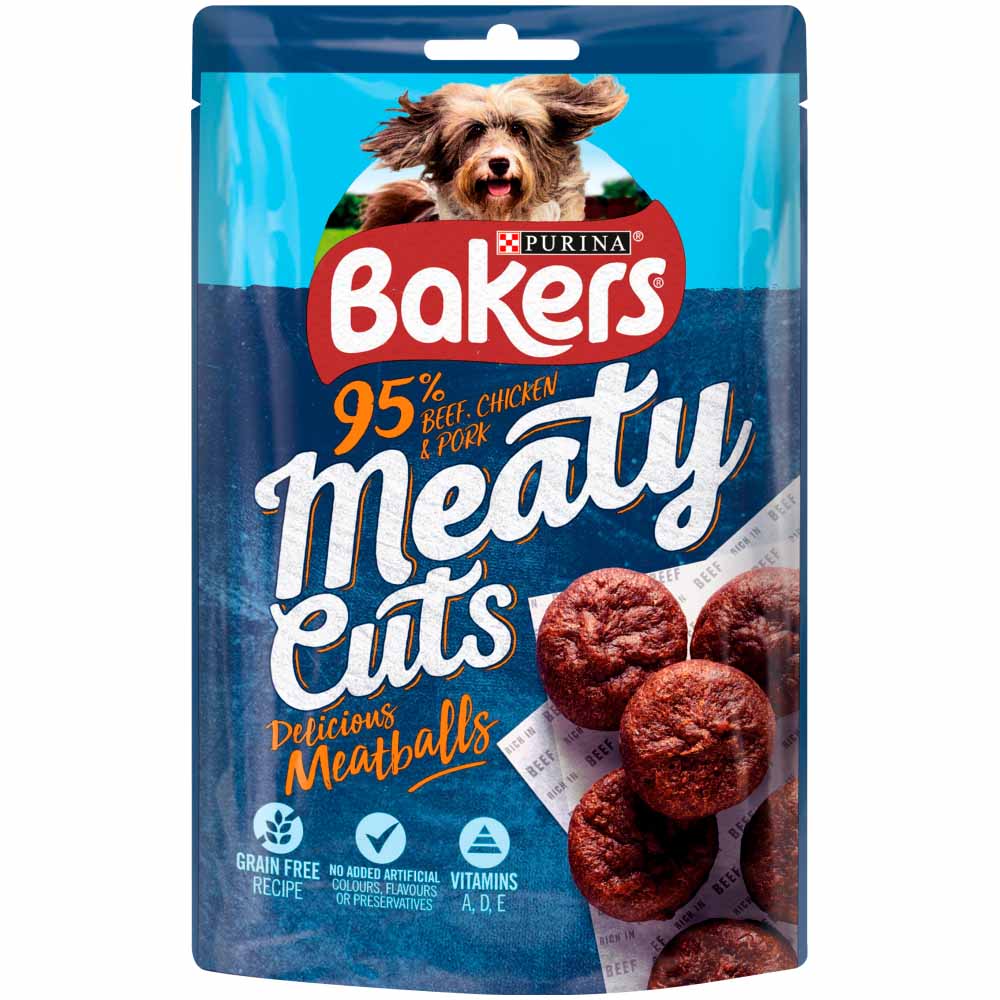 Bakers Meaty Cuts Dog Treats Meatballs 90g Image 2