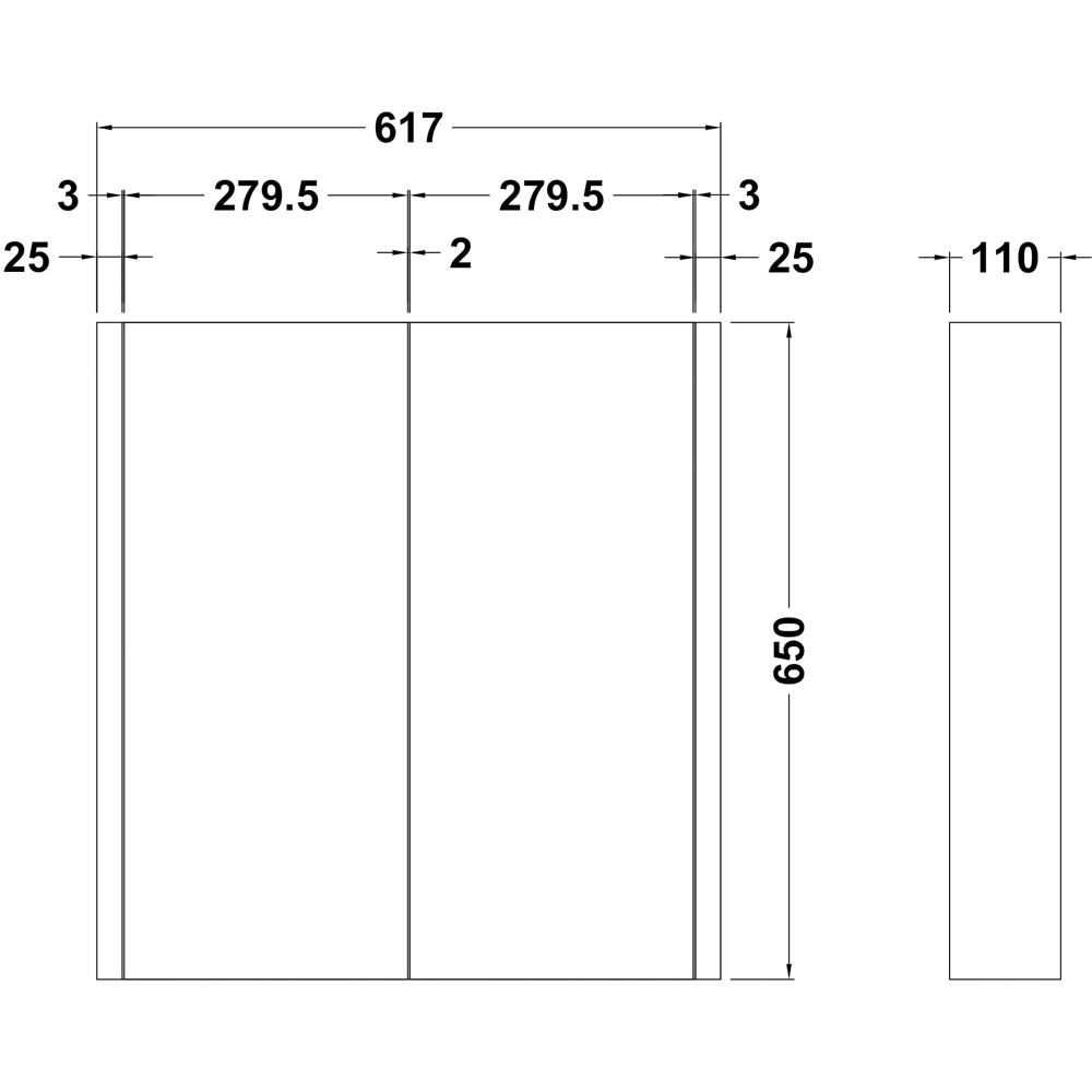 nuie Eden 2 Door Gloss White Wall Hung Mirror Cabinet 600mm Image 3