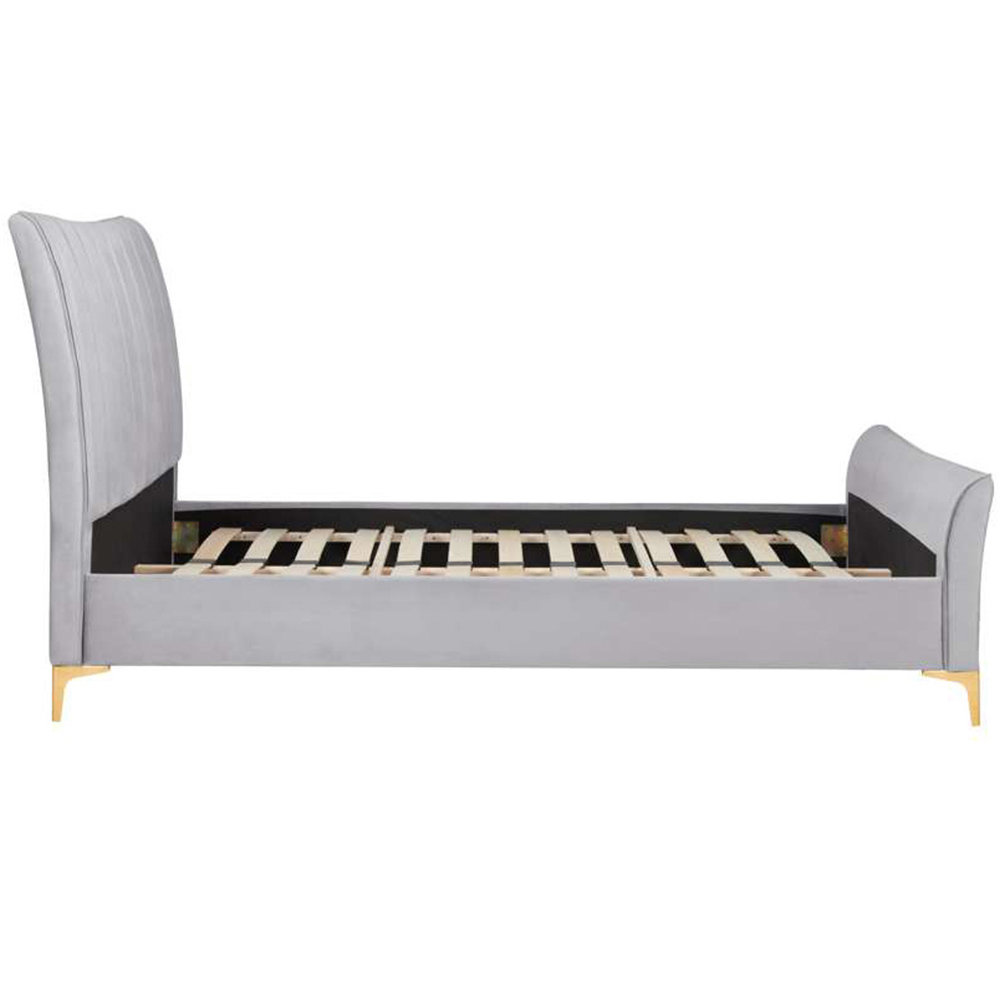 Clover Double Grey Velvet Bed Image 2