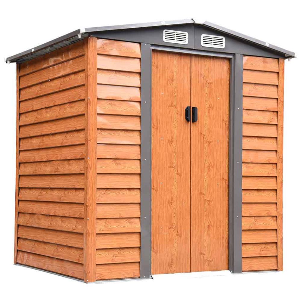 Outsunny Brown Metal Garden Shed 1.82 x 1.52m Image 1