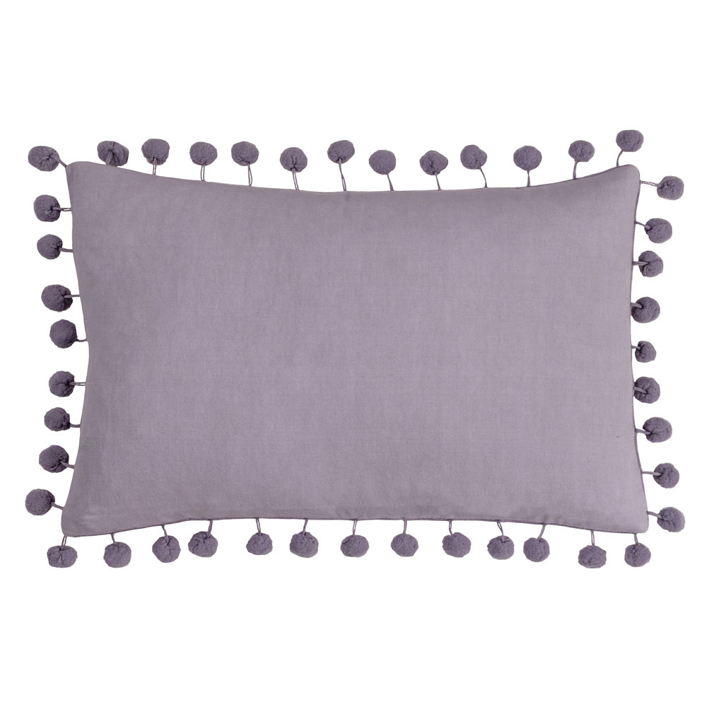 furn. Dora Lilac Velvet Pom Pom Cushion Image 5