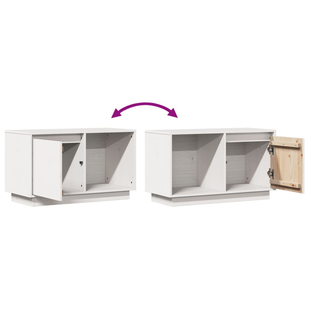 vidaXL Single Door Single Shelf White Solid Pine Wood TV Cabinet Image 8