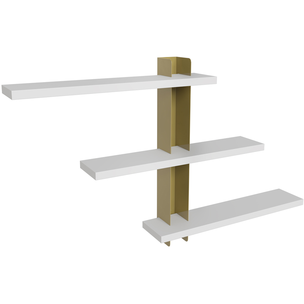 Decorotika Mita 3 Tier White and Gold Wall Mounted Shelf Image 2