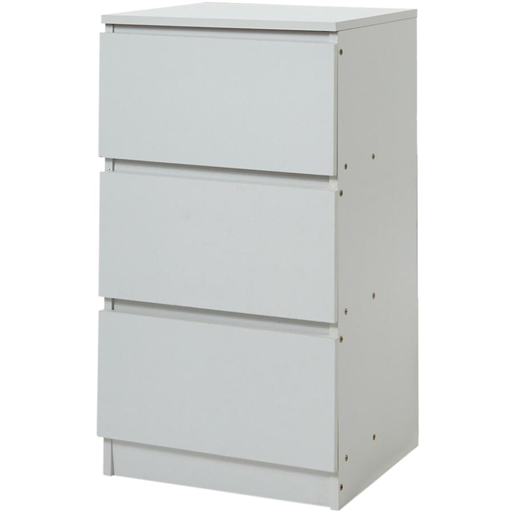 Living and Home 3 Drawer Warm White Bedside Table Image 2