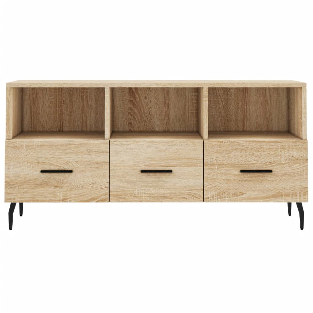 vidaXL 3 Drawer 3 Open Shelf Sonoma Oak TV Cabinet with Metal Stand Image 5