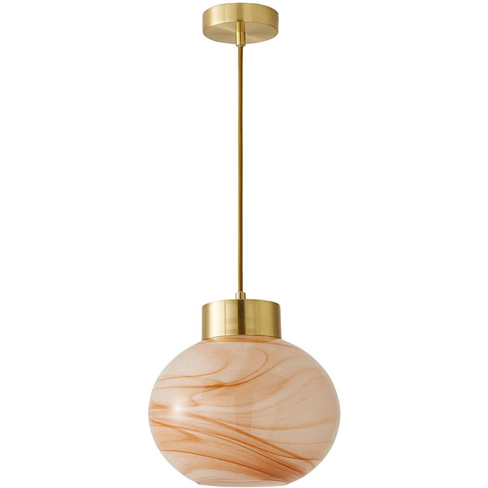 ValueLights Sookie Alabaster Glass Brushed Gold Capped LED Ceiling Pendant Light Image 1