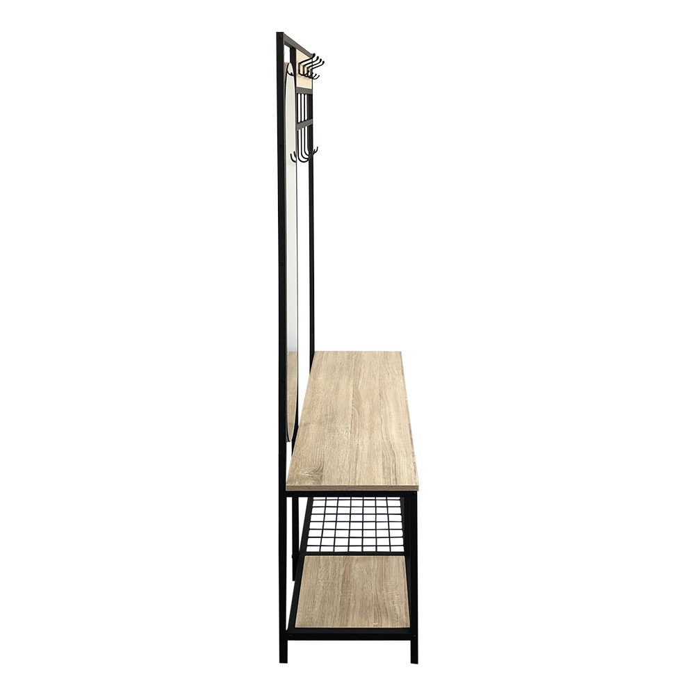 Living and Home Coat Rack with Shoe Bench and Mirror Image 5