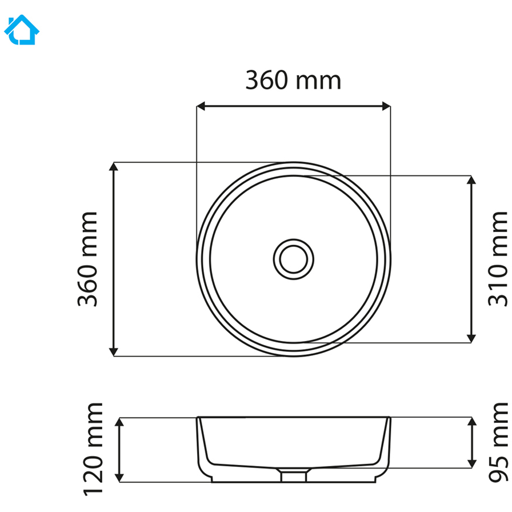 Limoge Matte White Vertical Thin Edge Round Countertop Basin 360mm Image 3