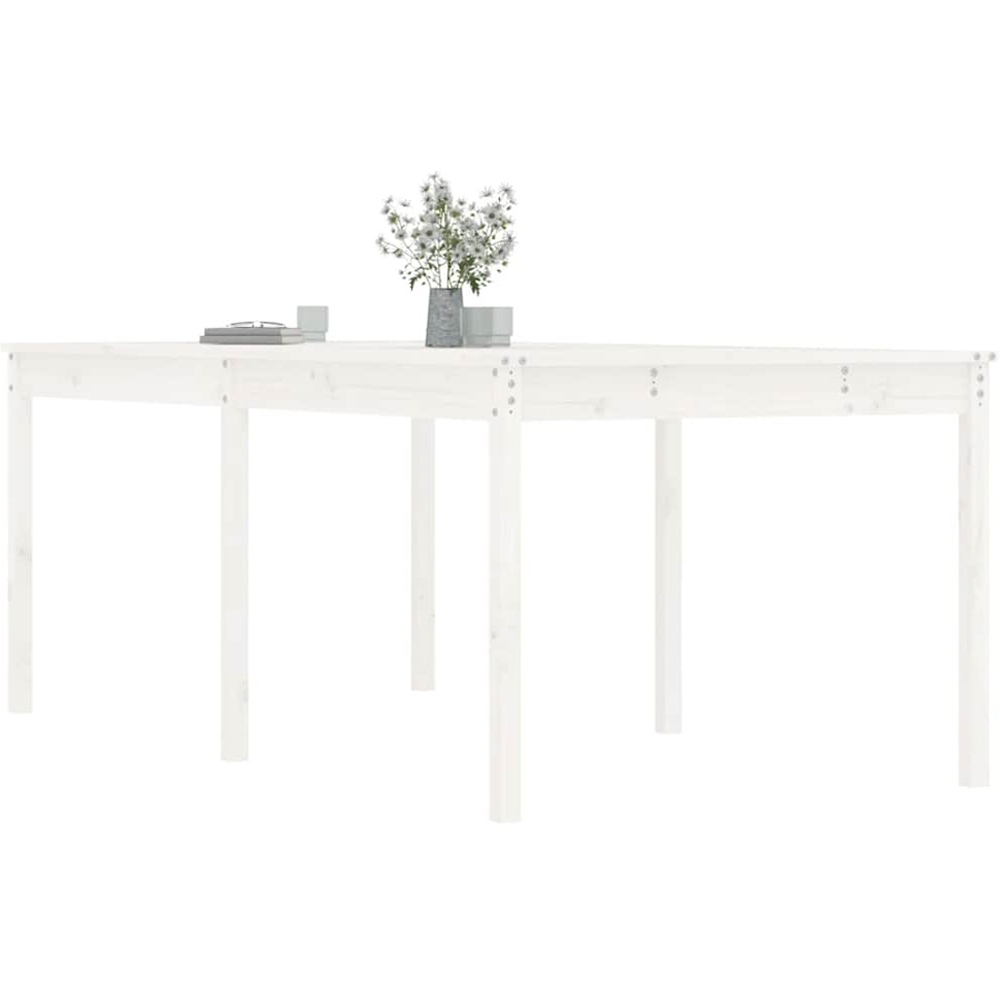 vidaXL 8 Seater Solid Pine Wood Garden Dining Table White Image 3