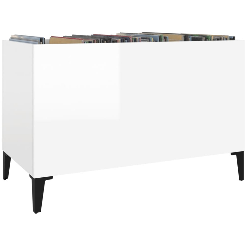 vidaXL High Gloss White Record Cabinet Image 4