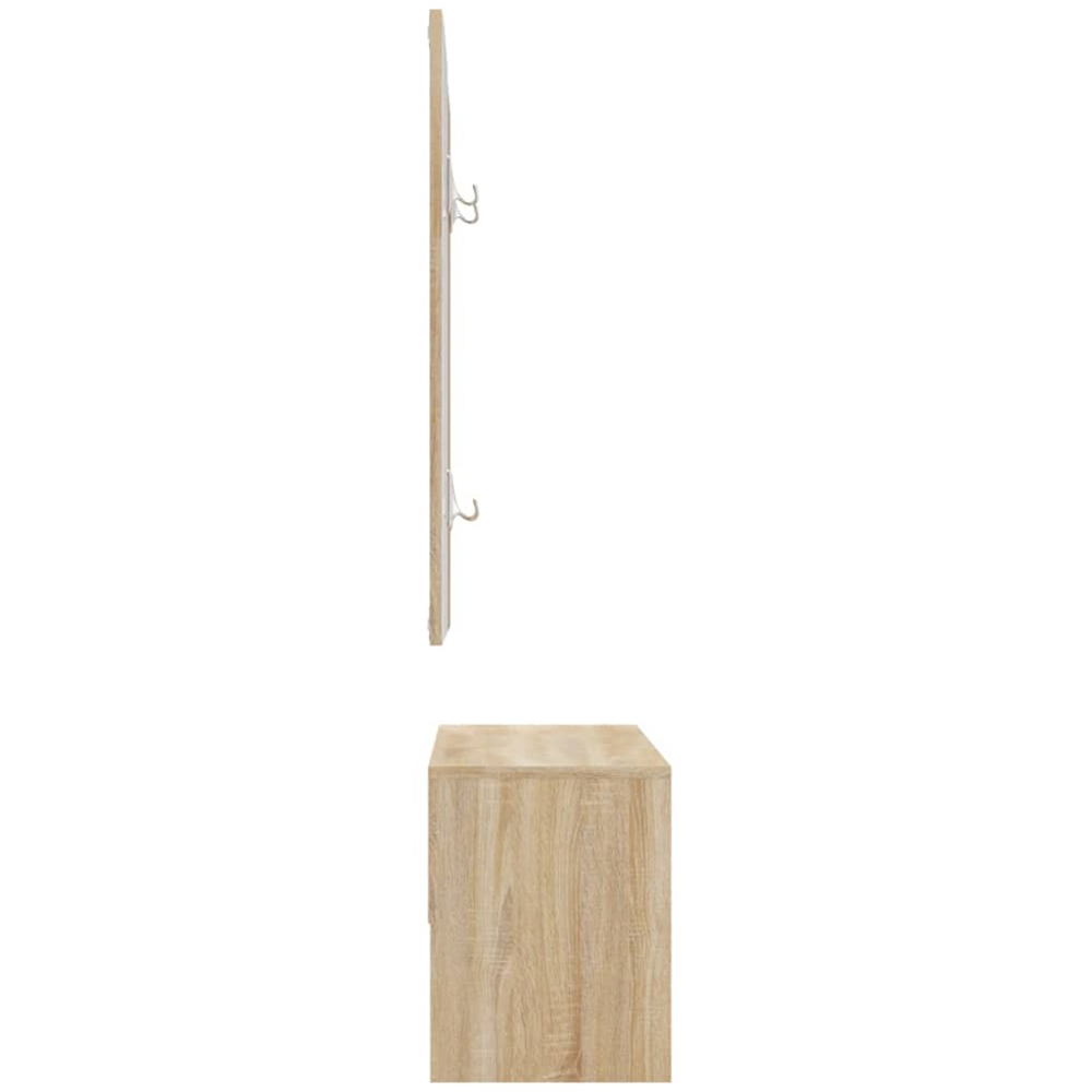 vidaXL Sonoma Oak Wooden Hall Bench and Mirror Set Image 6