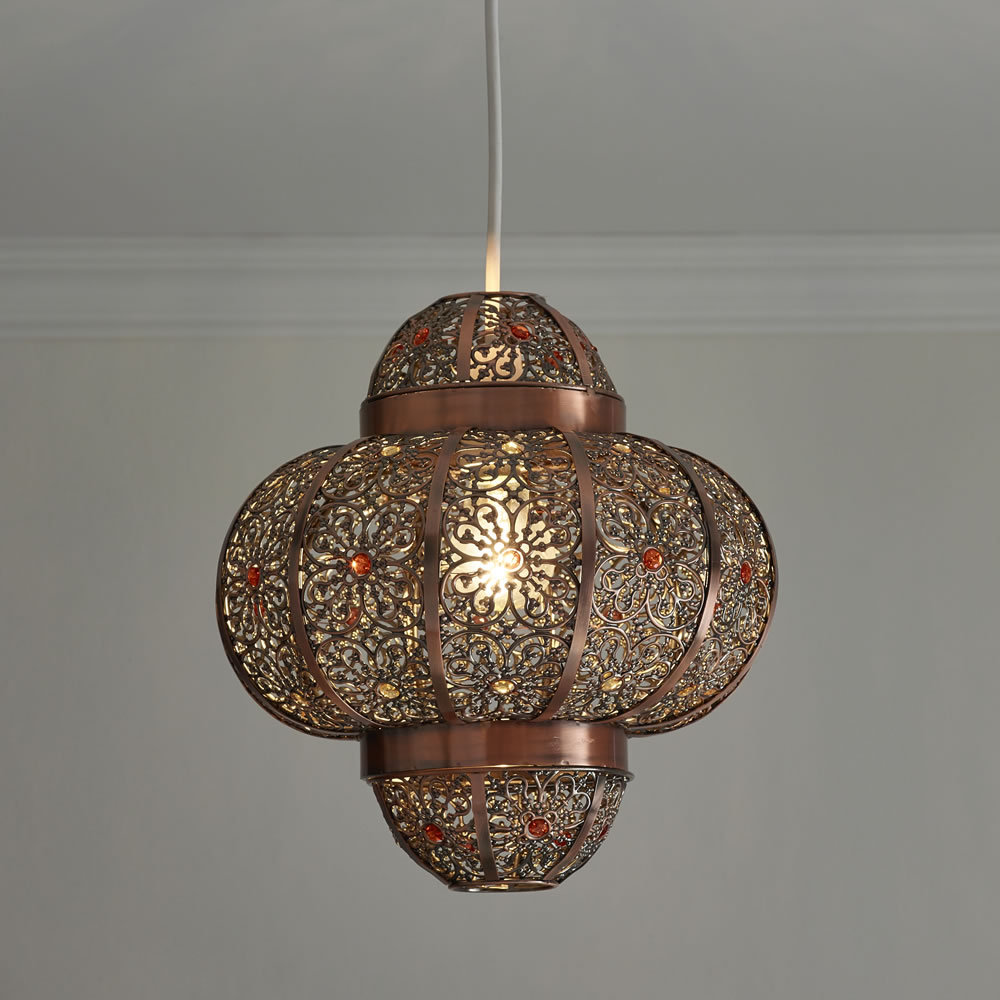 Wilko Bronze Beaded Ceiling Pendant Light Shade Image 2