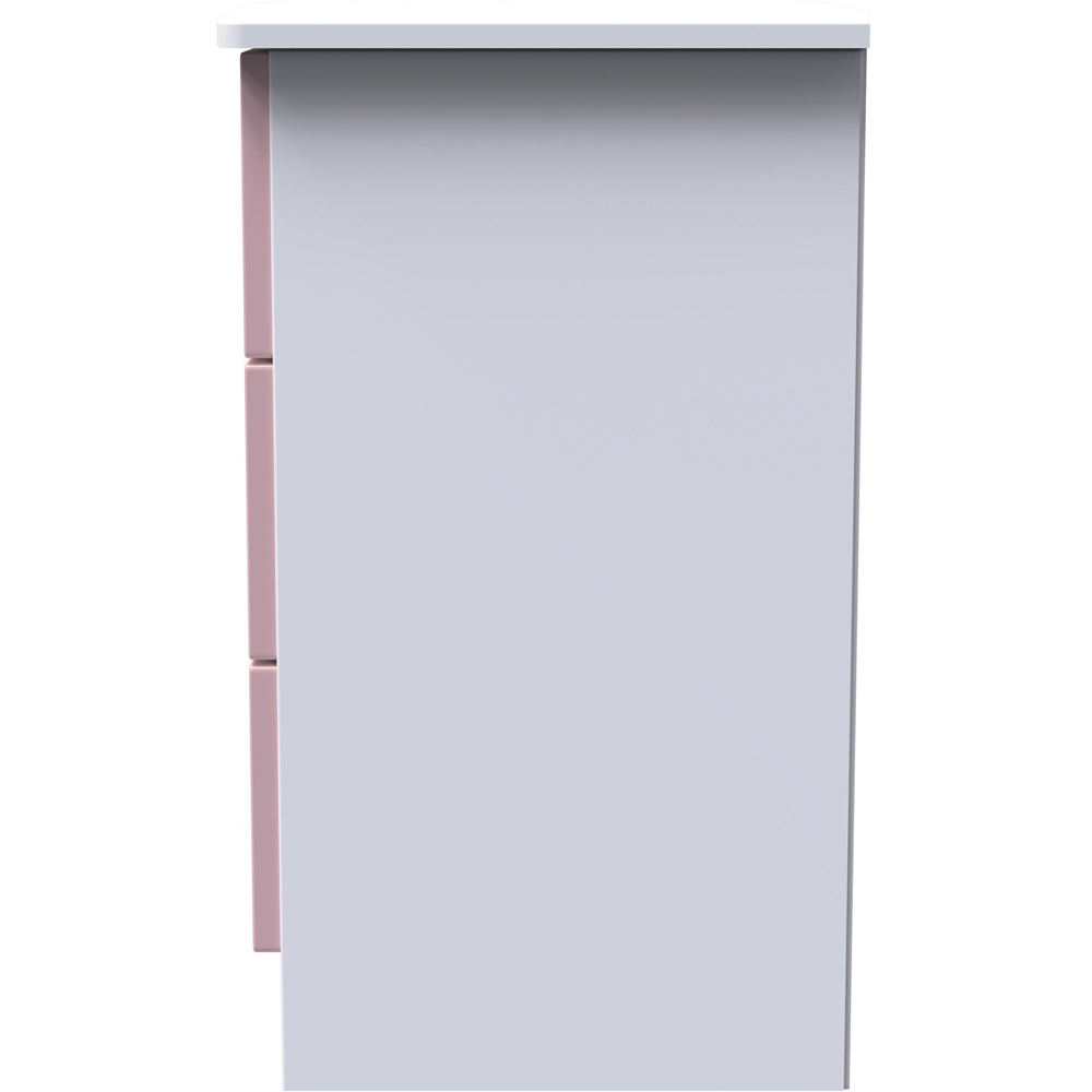 Crowndale Camden 3 Drawer Kobe Pink and White Bedside Cabinet Ready Assembled Image 4