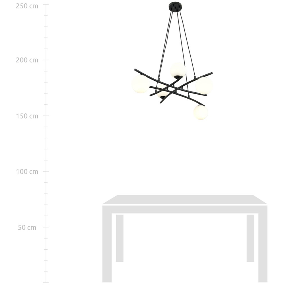 Emibig Essa 5 Light White Shade Black E14 Ceiling Pendant Light Image 4