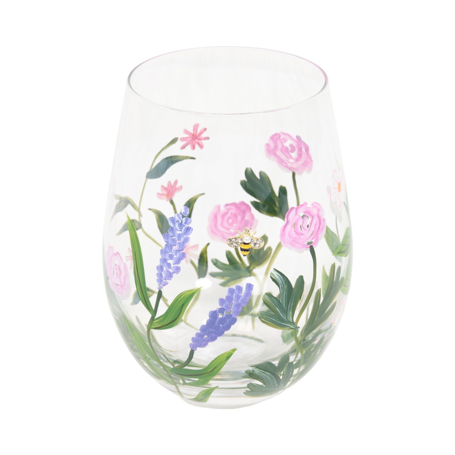 Hand Painted Flowers and Bees Tumbler Image 3