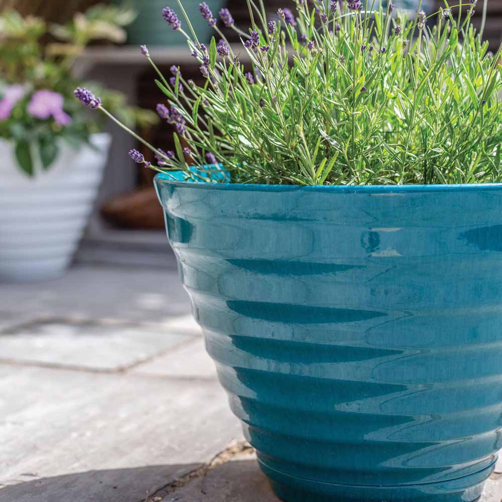 Plant Avenue Vale Teal Planter with In Built Saucer 40cm Image 3