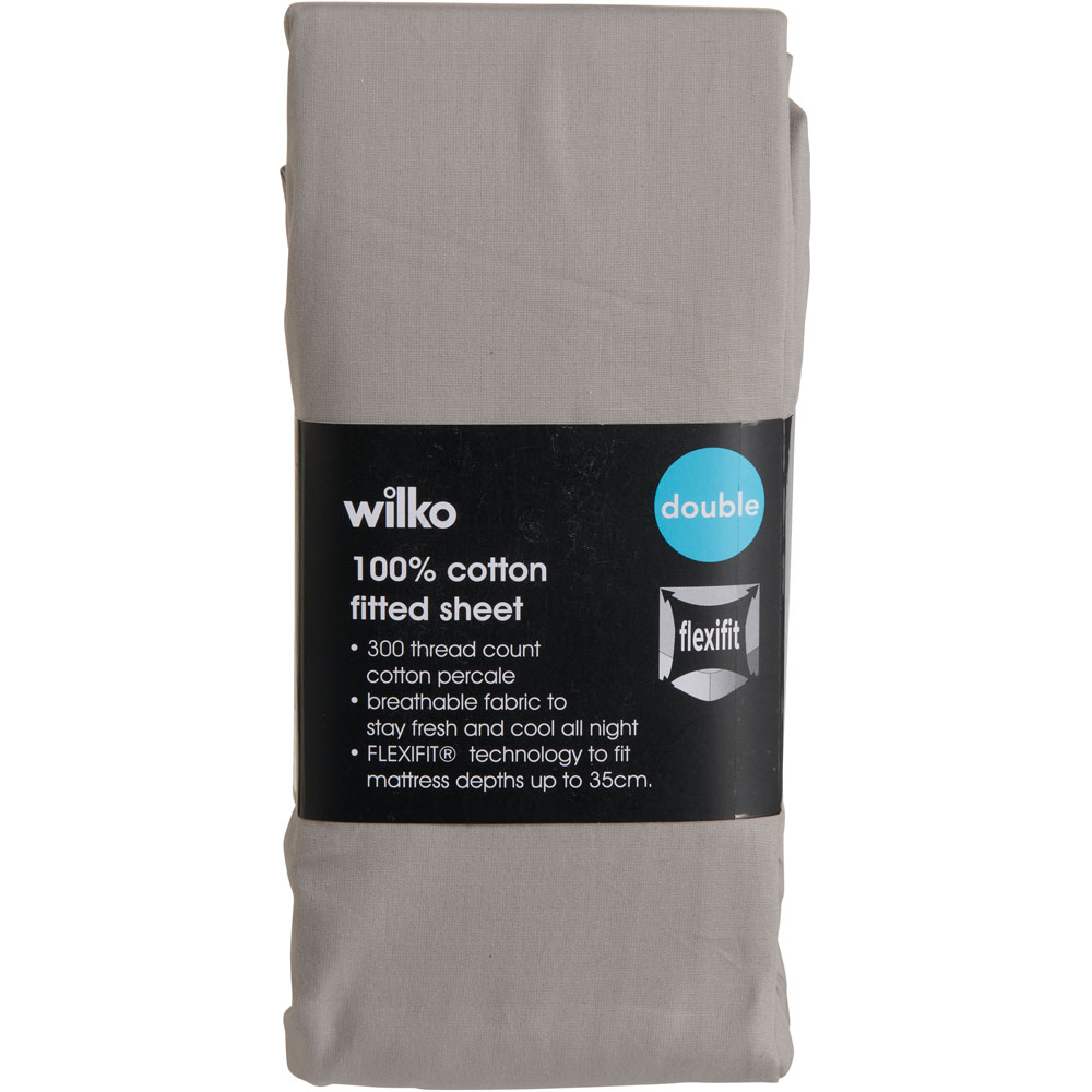 Wilko Best Silver 300 Thread Count Double Percale Fitted Sheet Image 2