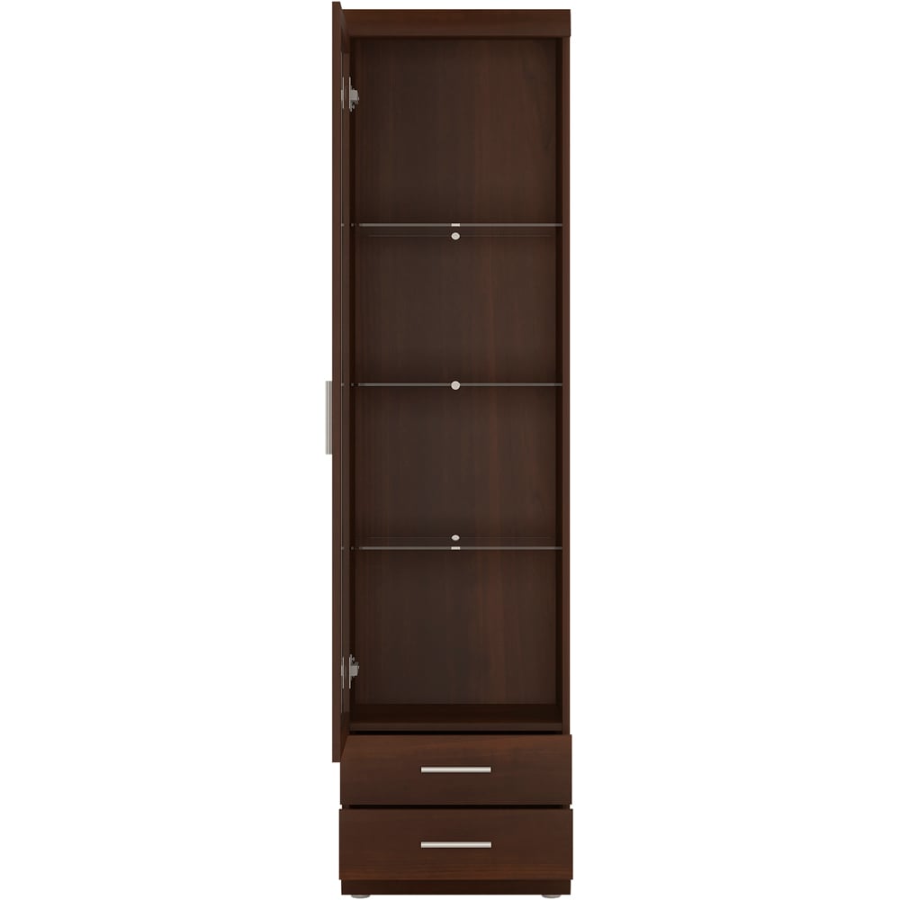 Florence Imperial Single Door 2 Drawer Dark Mahogany Narrow Glazed Cabinet Image 3