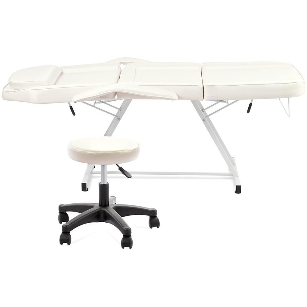 Living and Home White Adjustable Massage Table and Chair Set with Headrest Image 3