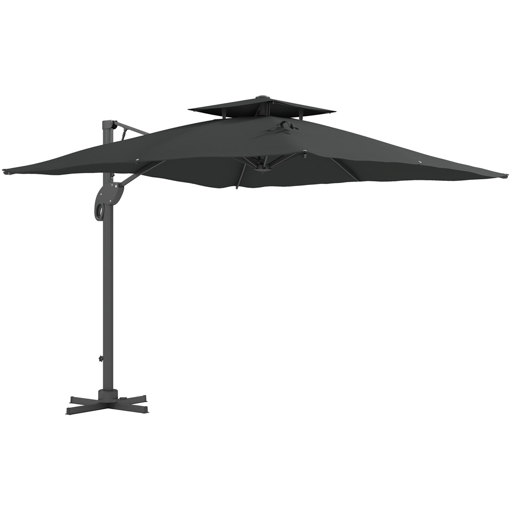 Outsunny Grey Hydraulic Cantilever Parasol with Cross Base 3m Image 1