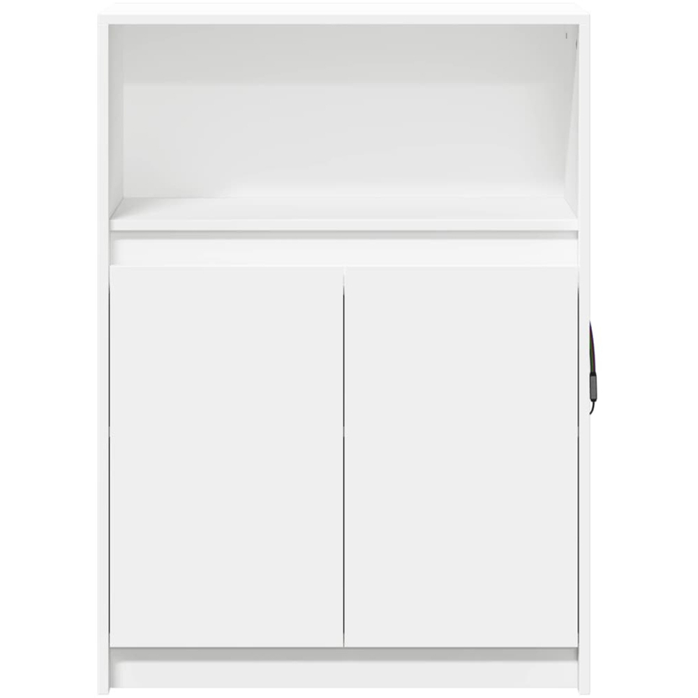 vidaXL 2 Door Single Open Shelf White LED Sideboard Image 4