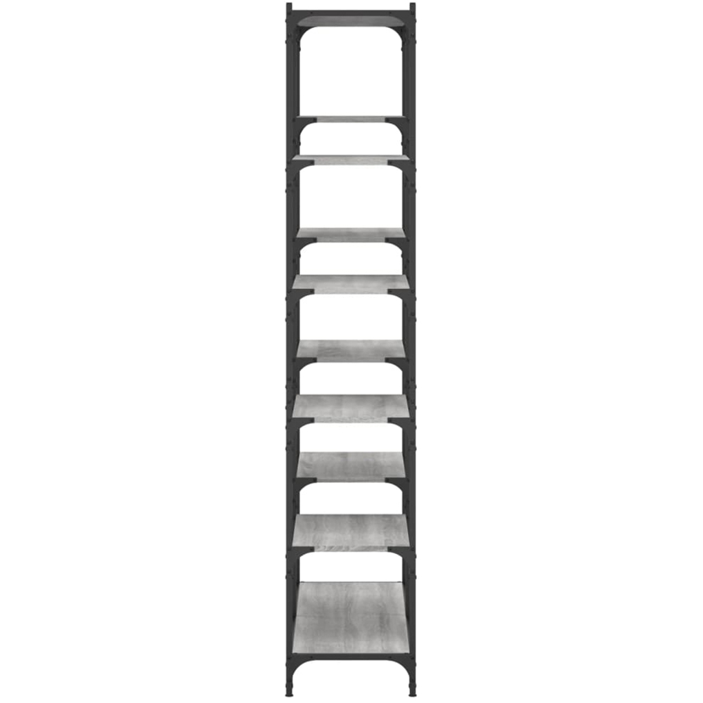 vidaXL 9 Shelf Grey Sonoma Wood and Steel Geometric Bookcase Image 5