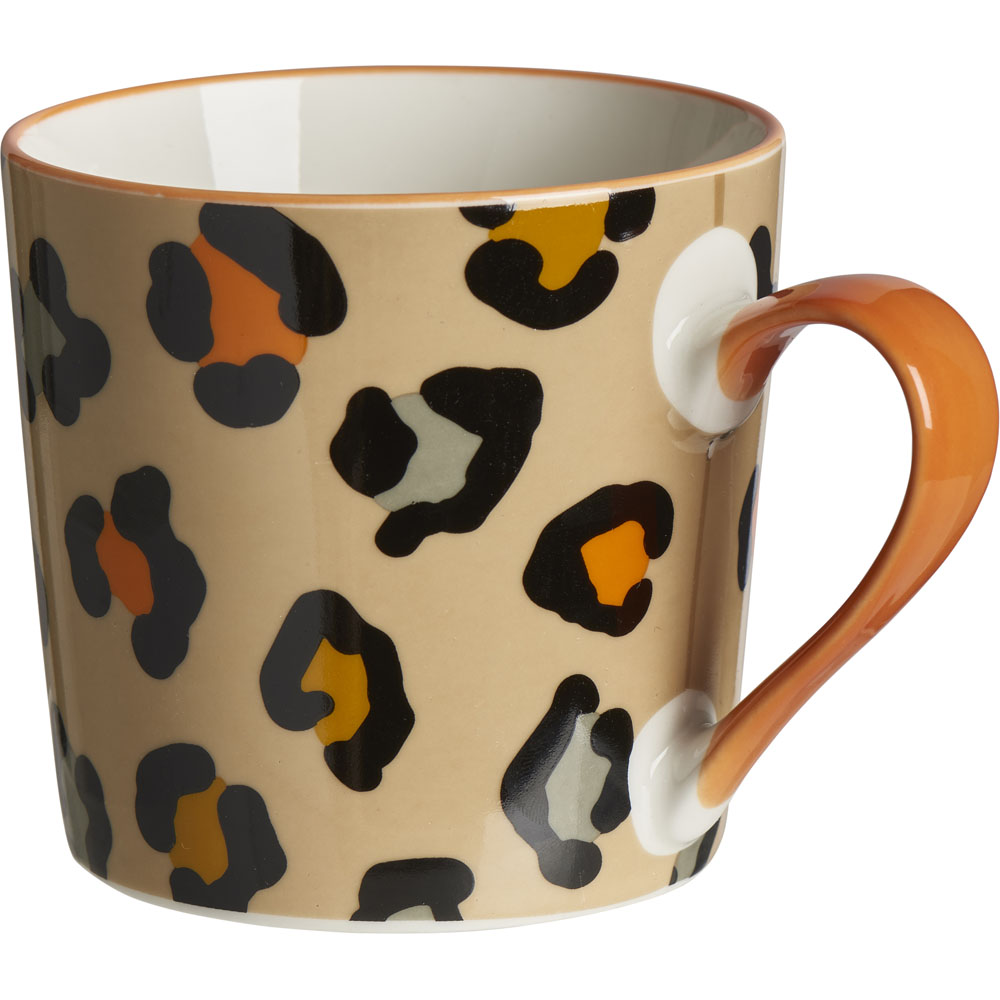Wilko Natural and Orange Leopard Print Mug Wilko