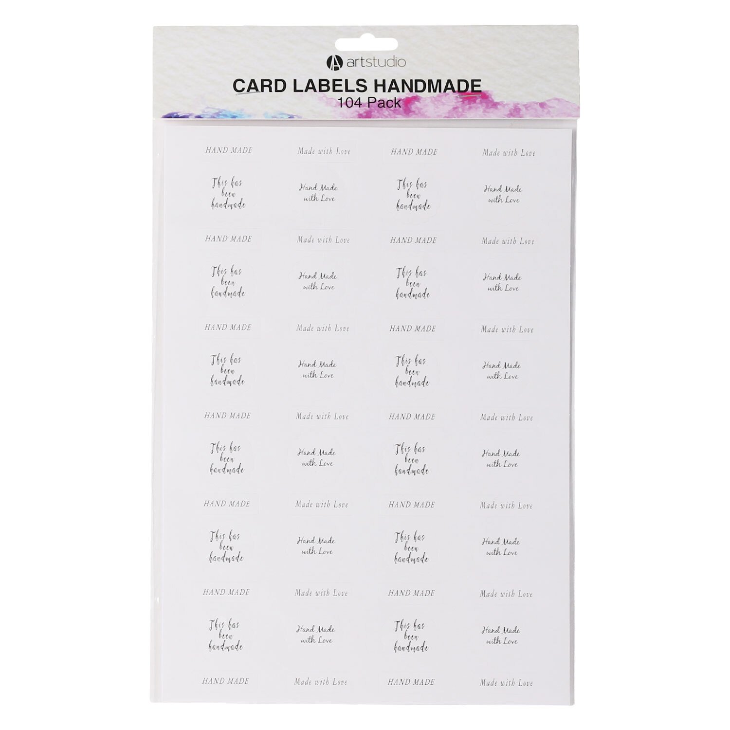 Art Studio Pack of 104 Card Labels Handmade Image