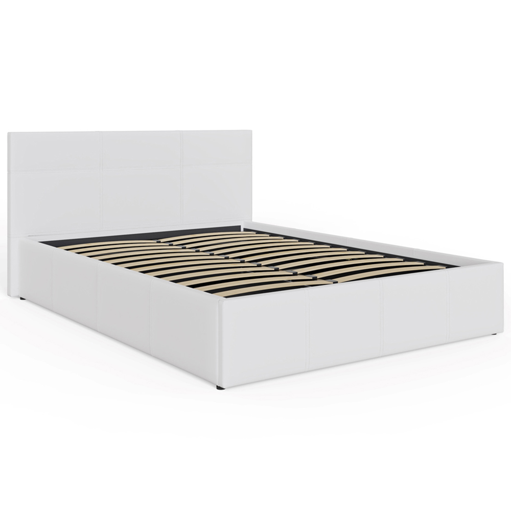GFW Small Double White Faux Leather End Lift Ottoman Bed with Bonnell Mattress Image 4