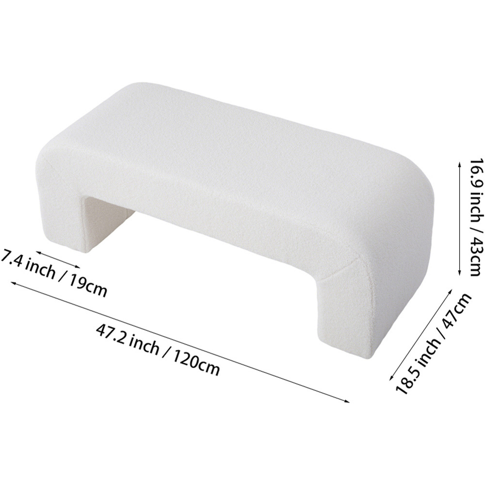 Living and Home Cream Teddy Fleece Ottoman Bench Image 8