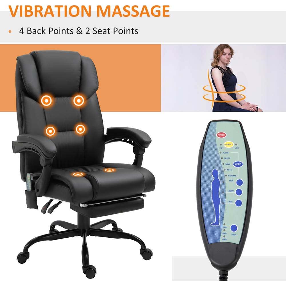 Portland Black PU Leather Swivel Massage Office Chair Image 5