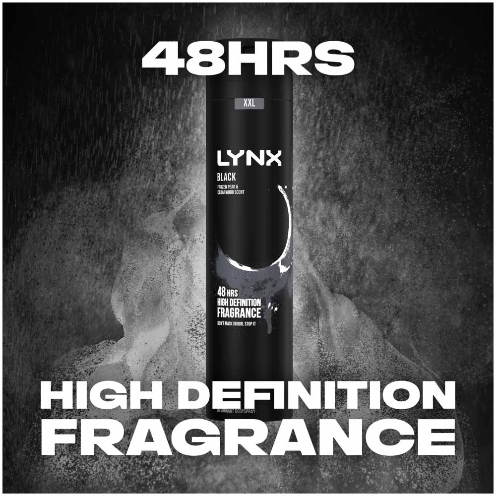 Lynx XXL Black 48 Hour Fresh Deodorant and Bodyspray 250ml Image 6