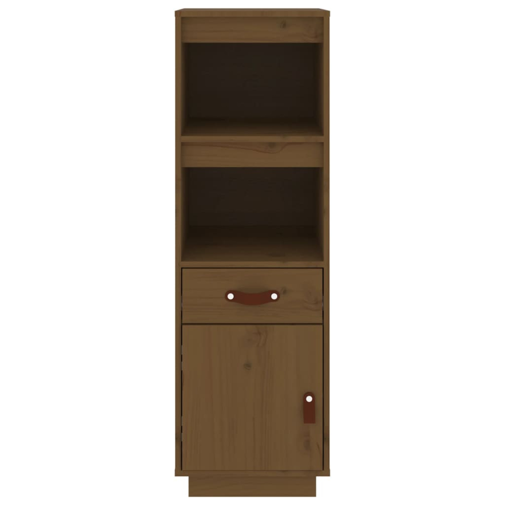 vidaXL Single Door Single Drawer 2 Shelf Honey Brown Solid Pine Wood Highboard Image 4