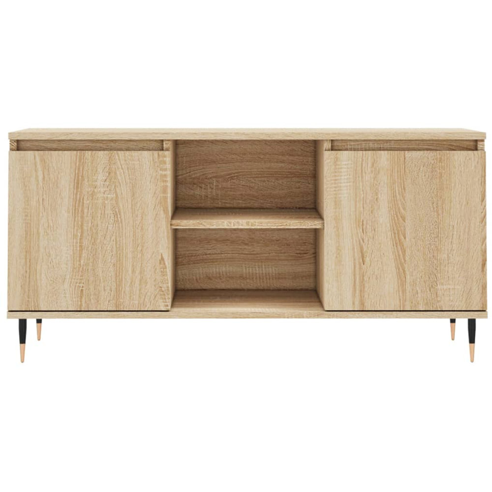 vidaXL 2 Door 2 Open Shelf Sonoma Oak TV Cabinet with Metal Legs Image 5
