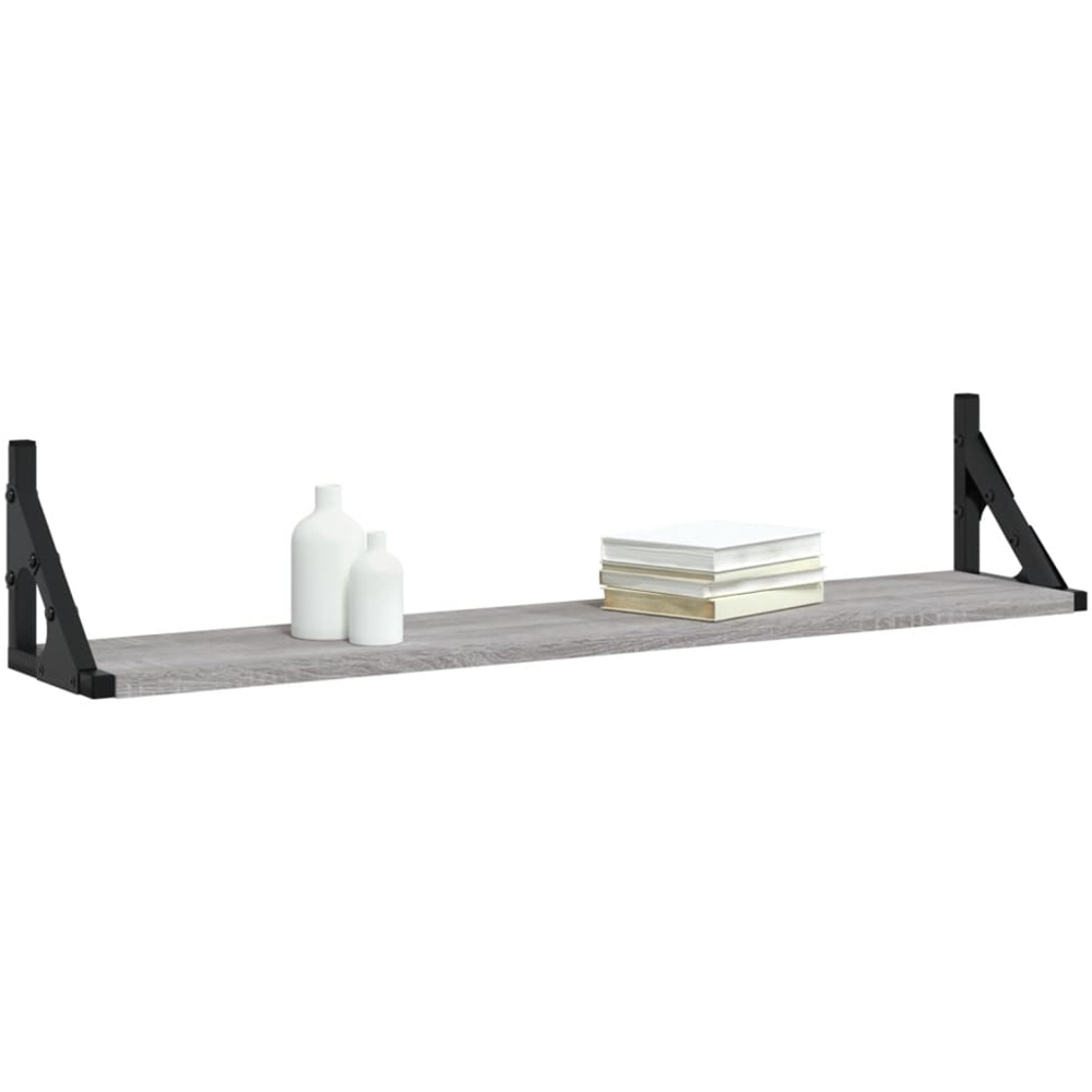 vidaXL Grey Wall Mounted Wall Shelf 2 Pack Image 2